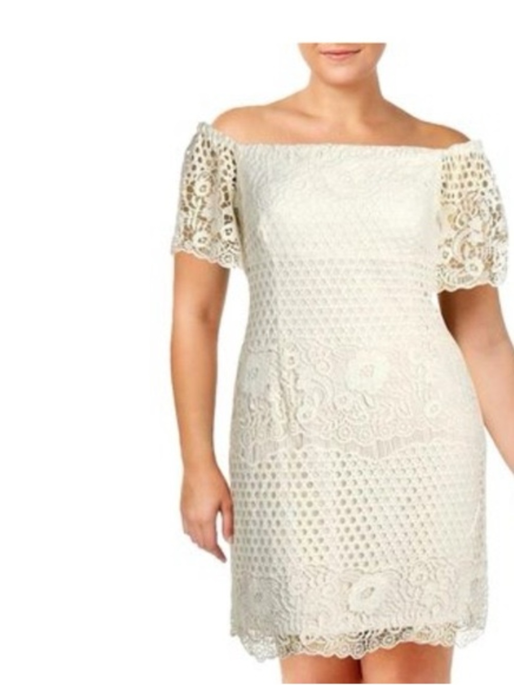 Ralph Lauren off -Shoulder Ivory Lace cocktail dress size 18